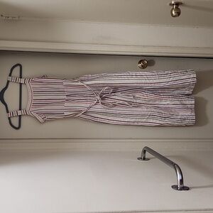 Gap women multi stripe lined jumpsuit, linen/cotton